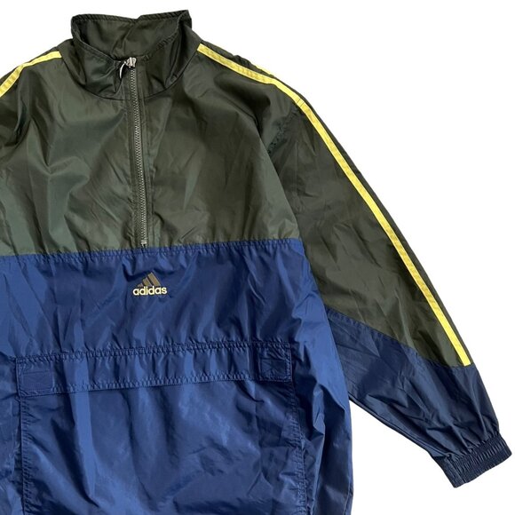 Vintage Adidas Mens 1/4 Zip Windbreaker Green Navy Large Gorpcore Streetwear - Picture 8 of 15